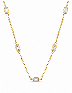 Colar Zircônias Navete Ouro 18K