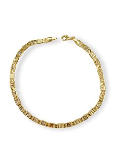 Pulseira Elo Detalhados Folheado Ouro18k
