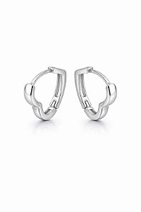 Argola Coração Rhodium Branco