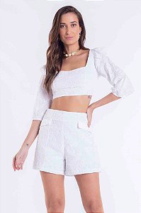 BLUSA CROPPED ALGODÃO BORDADO