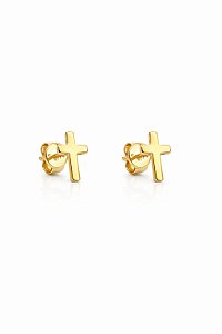 Brinco Cruz 7mm Ouro 18k
