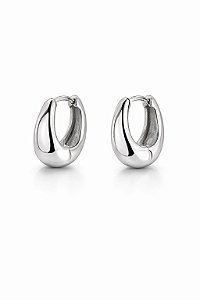 BRINCO ARGOLA FECHADA CLASSICA FOLHEADA EM RHODIUM BRANCO