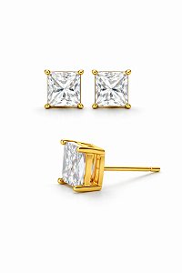 Ponto de Luz Quadrado Zircônia Ouro 18k