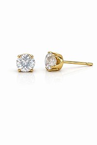 Brinco Ponto de Luz Mini Zircônia 5mm Ouro 18k