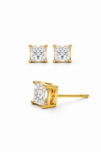 Ponto de Luz Mini Quadrado Zircônia Ouro 18k