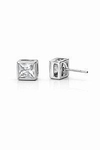 Brinco Cravação Bezel Rhodium Branco