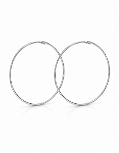 Brinco Argola Grande Fina 8 cm Rhodium Branco