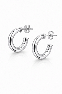 Argola Tubo Milano 2.2 cm Rhodium Branco