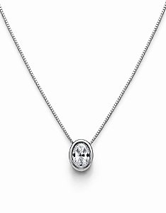 Colar Ponto de Luz Oval Zircônia Rhodium Branco