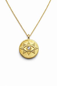 Colar 80vm Medalha Olho Grego Zircônia