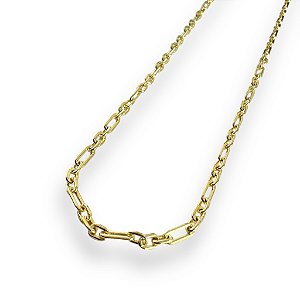 Corrente Elo Cadeado 3mm Folheado em Ouro 18k