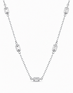 Colar Zircônias Navete Rhodium Branco