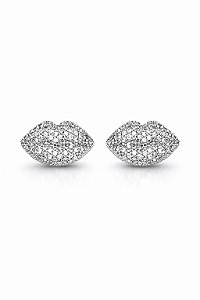Brinco Boquinha Cravejado Zircônias Rhodium Branco