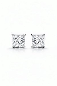 Ponto de Luz Quadrado Zircônia Rhodium Branco