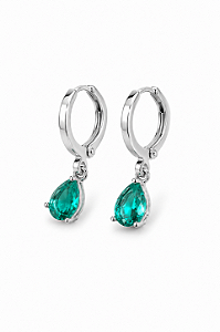Argola Fechada Pingente Gota Verde Água