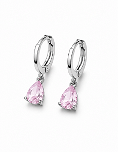 Argola Fechada Pingente Gota Rosa Bebê