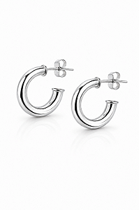 Argola Tubo Milano 1.8 cm Rhodium Branco