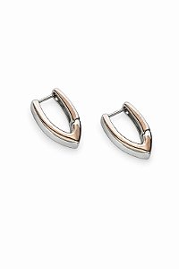Brinco Argola Design em V Rhodium Branco