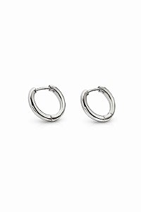 Brinco Argola Fina Pequena Rhodium Branco