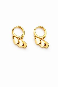 Brinco Argola Clique Pingentes Gota Ouro 18k
