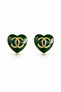 Brinco Love Chanel Resina Verde