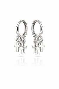Brinco Argola Clique Fé Rhodium Branco