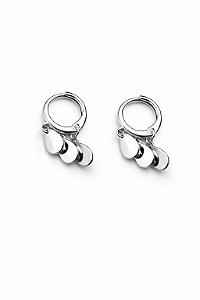 Brinco Argola Clique Pingentes Gota Rhodium Branco