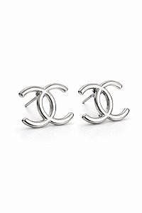 Brinco Chanel 1.9 cm Rodhium Branco