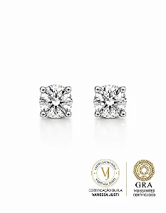 Brinco Solitário 8mm Clássico Moissanite 4ct