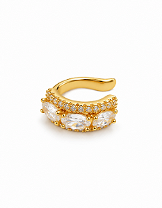 Piercing Falso Double Zircônias Ouro 18K