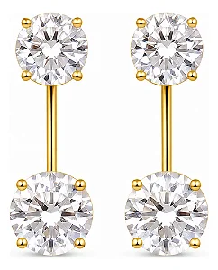 Brinco Virgínia Duplo Ponto De Luz Ouro 18k