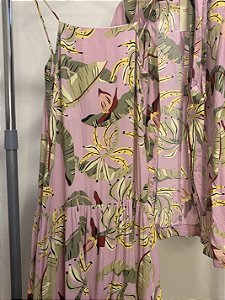 Vestido Cantão Rosa Estampado P #reuse