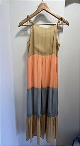 Vestido camadas colorida amarração P #use
