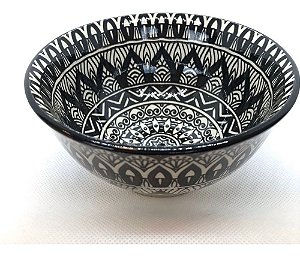 Bowl De Cerâmica Geométrico Preto E Branco 12,5x6,5cm  Lyor