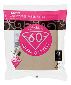 Pacote com 100 Unidades de Filtro Cor Natural Para Coador Hario V60 Tamanho 02