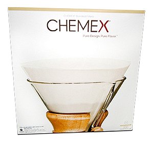 Filtro Circular Branco Pré-dobrado  Chemex Com 100 Unidades