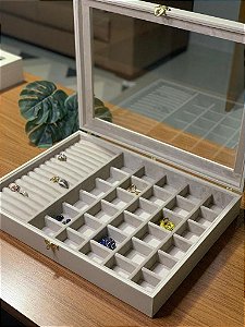 Caixa Organizadora para acessórios com tampa em vidro M