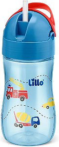 copo com canudo evolution 300ml azul
