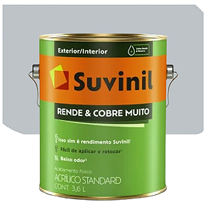 Tinta Acrílica Suvinil Rende Cobre Muito Fosco Nevoa Intensa 3,6 Litros