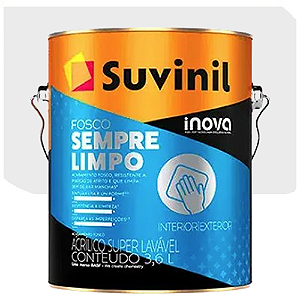 Tinta Acrílica Suvinil Sempre Limpo Fosco Branco Neve 3,6 Litros