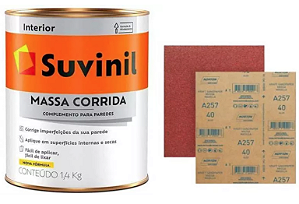 Kit Massa Corrida Suvinil Interior 0,9 L/1,4kg + 2 Lixas