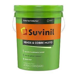 Tinta Acrílica Suvinil Rende Cobre Muito Branco Gelo 20L Balde
