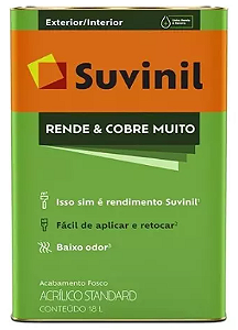 Tinta Acrílica Suvinil Rende Cobre Muito Fosco Branco 18 Litros