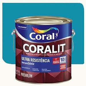 Tinta Esmalte Coral Coralit Ultra Resistência Brilhante Azul Mar 3,6 Litros