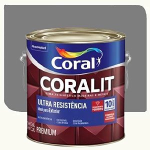 Tinta Esmalte Coral Coralit Ultra Resistência Brilhante Cinza Médio 3,6 Litros