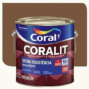 Tinta Esmalte Coral Coralit Ultra Resistência  Brilhante Marrom Conhaque 3,6 Litros