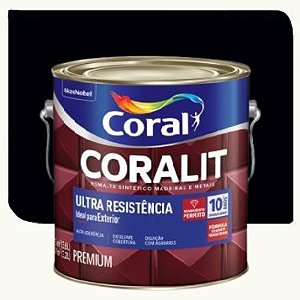 Tinta Esmalte Coral Coralit Ultra Resistência Preto 3,6L