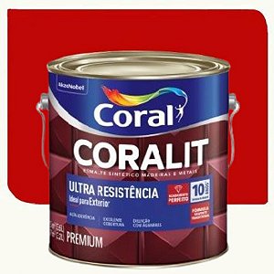 Tinta Esmalte Coral Coralit UItra Resistência Vermelho 3,6L
