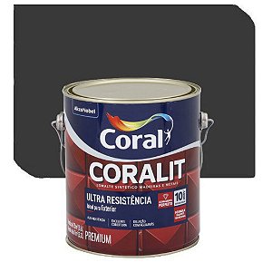 Tinta Esmalte Coral Coralit Ultra Resistência Fosco Preto 3,6 Litros