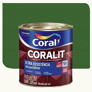 Tinta Esmalte Coral Coralit Ultra Resistência Brilhante Verde Folha 0,225 Litros